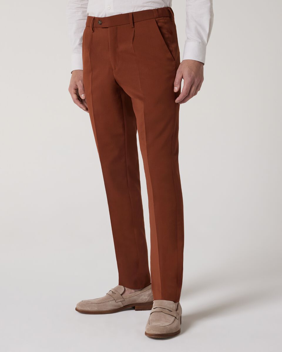 Wool Blend Tailored Pant, Terracotta, hi-res